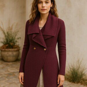 Cabi Regal Mulberry Long Sleeved Draped Duster Cardigan Sweater Medium Lagenlook